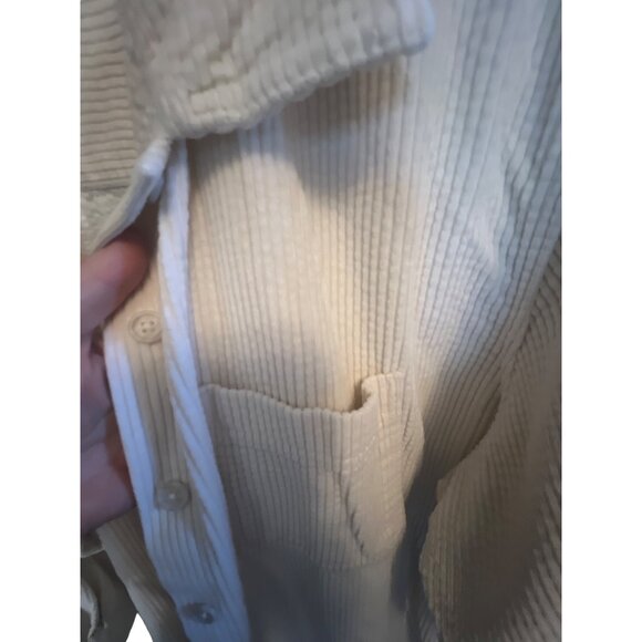 Vintage LL Bean Corduroy Shirt Jacket Womens 1X Cream Shacket - Picture 3 of 4